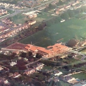 Aerial view of new hospital taken 1984